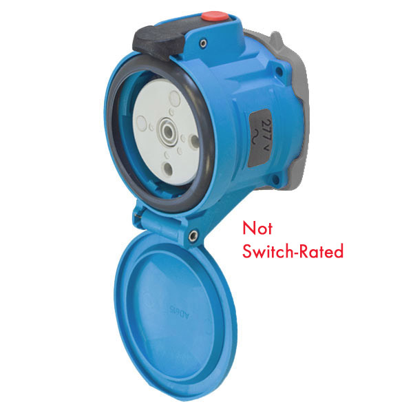 63-34045-352-843 - DSN30 RECEPTACLE POLY BLUE SIZE 2 TYPE 4X IP 69 1P+N+G 30A 277 VAC 60 Hz NO AUX STRAIGHT INSERTION PADLOCK PAWL